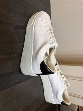 Zara White Sneakers with Black Heel Accent